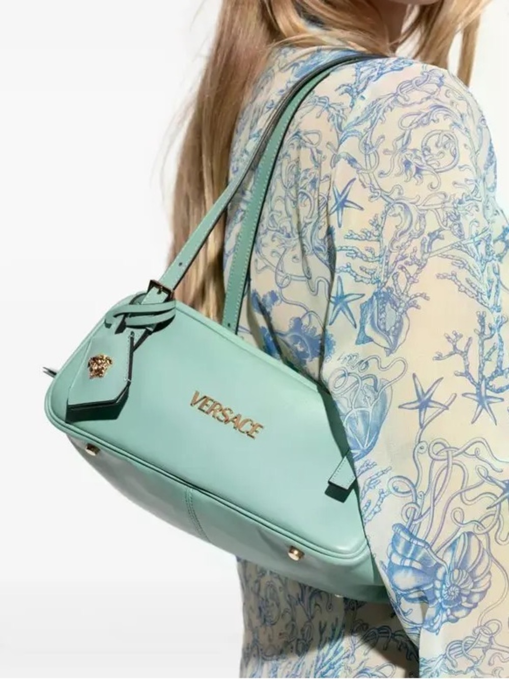 Versace tag shoulder bag leather green NEW - Picture 8 of 8